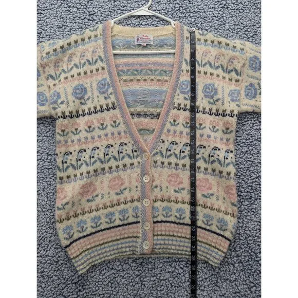 VTG Lady Clansman Cardigan Womens M Floral Grandma Cottagecore Scottish Wool - Picture 9 of 10